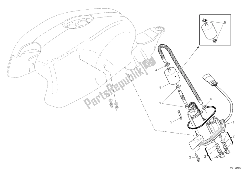 All parts for the Fuel Pump of the Ducati Sportclassic GT 1000 Touring USA 2009